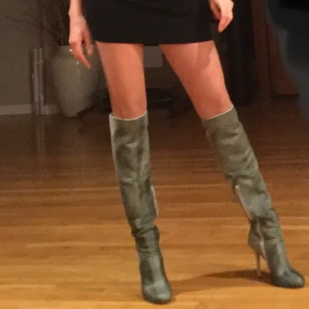Camilla Skovgaard Knee High Boots Silverfox metallic pony hair 39